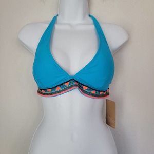 NWT Hobie Womens Bikini Swim Top, Blue Aztec Southwest Large